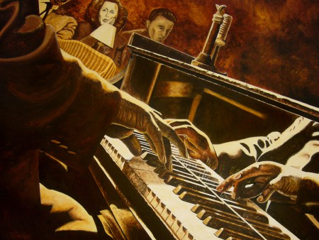 Zongorista Olajfestmény, kasírozott festővászon. Festő: Angyalos László lastangelheart@gmail.com 